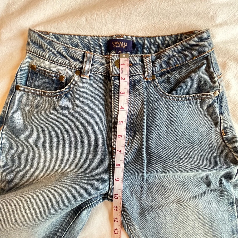 NWT Cavalli Class High Rise Cropped Straight Leg Jeans Sz 24 Y2K Retro Designer - Picture 11 of 16